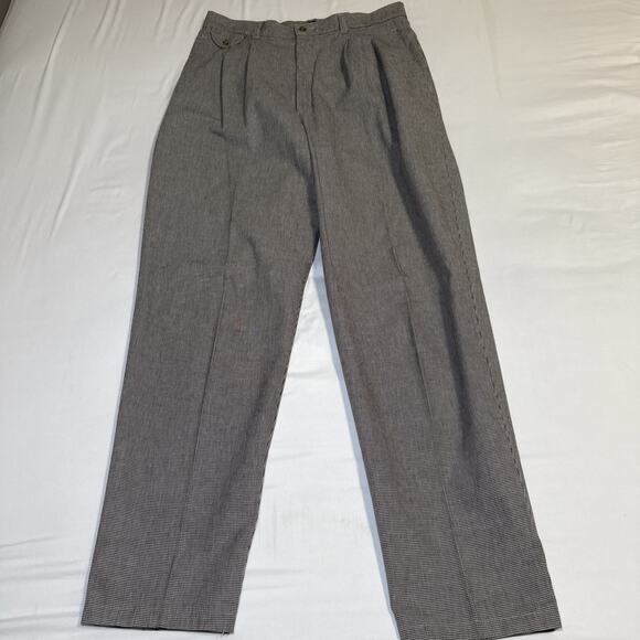 Vintage 80s Womens Lee Black White Houndstooth Checkered Pants 16L Tapered Fit - Picture 1 of 12